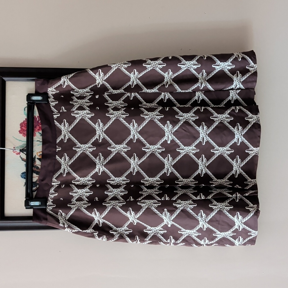 Vineyard Vines Elegant Brown and White Pleated Skirt